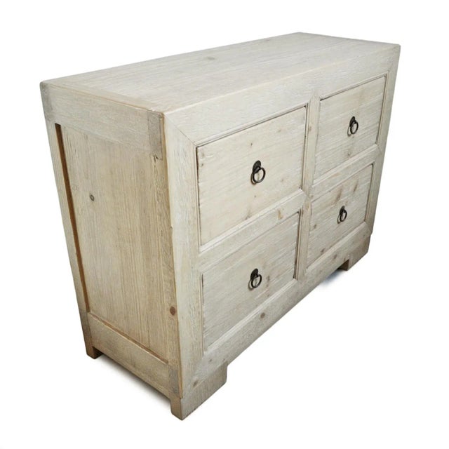 Contemporary Coastal Farmhouse Weathered Four Drawer Dresser For Sale - Image 3 of 11