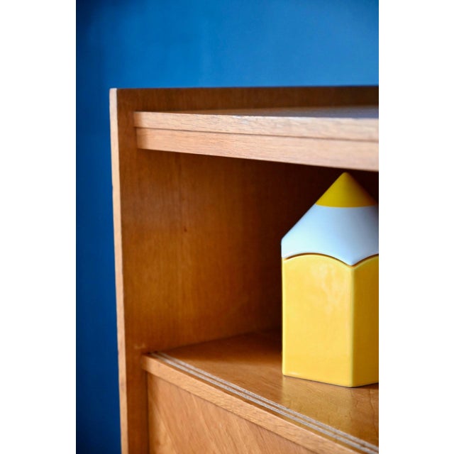 Vintage Chevron Marquetry Secretaire in Oak, 1950s For Sale - Image 4 of 18