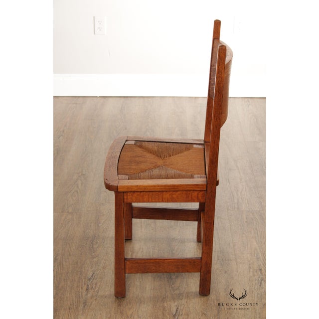Antique Stickley Brothers Mission Oak Rush Seat Side Chair For Sale In Philadelphia - Image 6 of 12