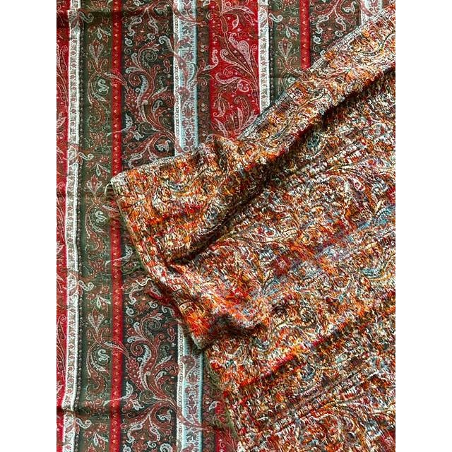 Antique Victorian Striped Wool Paisley Shawl Textile Fabric Throw For Sale In New York - Image 6 of 17