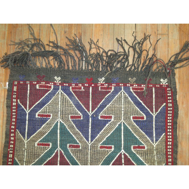 Mid-20th Century Tribal Turkish Jajim kilim Measures: 3' x 4'4” With the Jijim weaving technique, different colored...