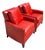 Vintage Bassett Red Leather “Austin” Club Chairs - A Pair For Sale
