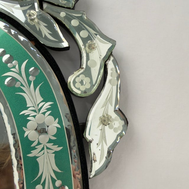 Early 20th Century Venetian Glass Mirror - Etched & Reverse Painted For Sale - Image 12 of 12