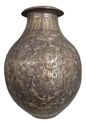 Antique Brass Vase with Figures, 19th Century