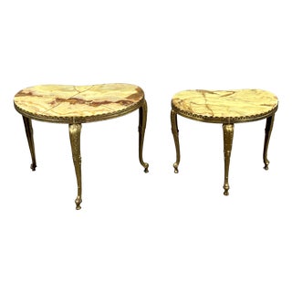 Nesting Tables in Gilt Bronze and Onyx, 1900s, Set of 2 For Sale