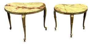 Nesting Tables in Gilt Bronze and Onyx, 1900s, Set of 2