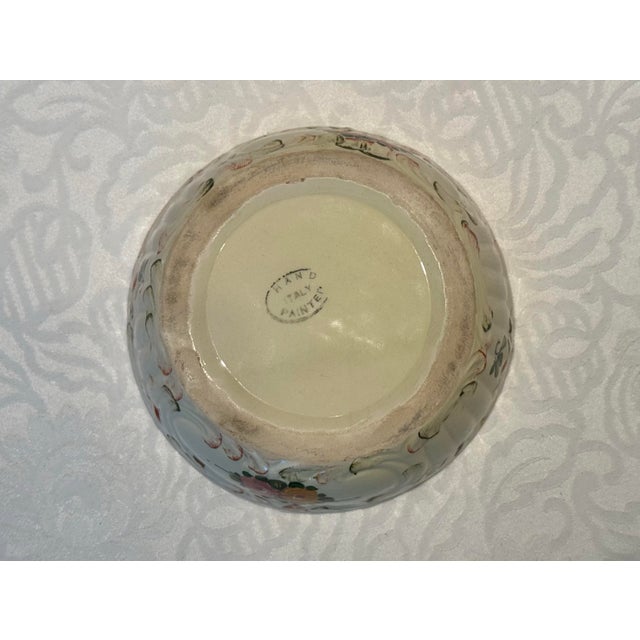 Mid-Century Italian Majolica Capodimonte Style Hand-Painted Floral Trinket Dish For Sale - Image 9 of 12