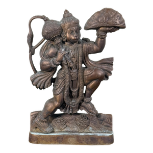 Vintage Indian Brass Hanuman Hindu Deity Sculpture Temple Altar Figure