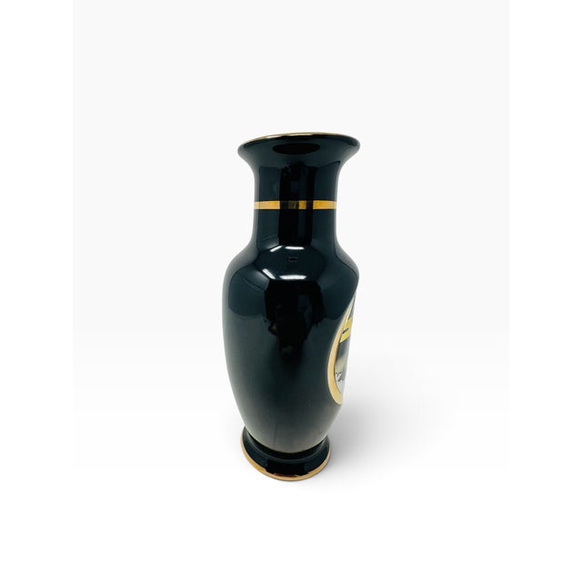Mid-Century Modern Vintage Chokin Japan Porcelain Crane & Mt. Fuji Bud Vase For Sale - Image 3 of 10