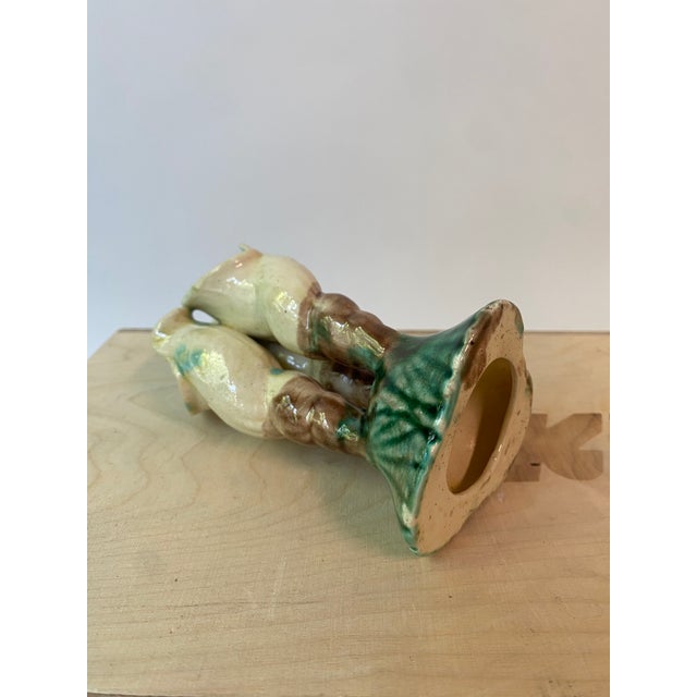 Late 19th Century Antique English Majolica Triple Shell Vase For Sale - Image 5 of 6