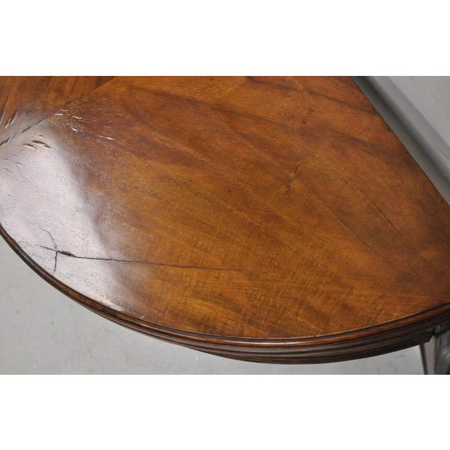 Brown Antique Mahogany Demilune Flip Top Console Game Table With Hidden Drawer For Sale - Image 8 of 13