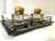 Antique Crystal and Brass Double Inkwells With Footed Base For Sale - Image 4 of 7
