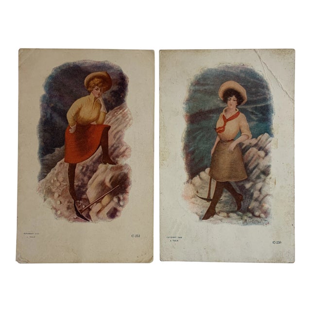 1905 Vintage Cowgirl Postcards - a Pair For Sale