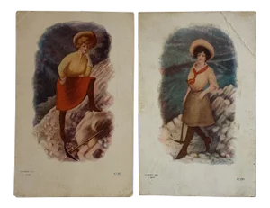 1905 Vintage Cowgirl Postcards - a Pair