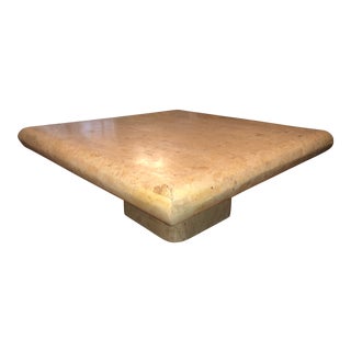 1970s Organic Modern Tesselated Fossilized Stone Coffee Table Karl Springer Style For Sale
