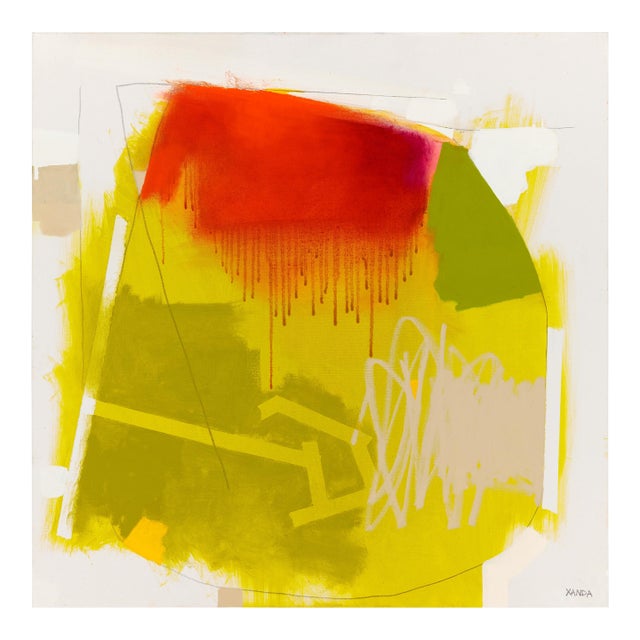 Contemporary Abstract Oil and Graphite on Canvas "Hummingbird" by Xanda McCagg For Sale