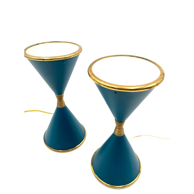 Mid-Century Modern Italian Clessidra Table Lamps by Angelo Lelli for Arredoluce, 1960s, Set of 2 For Sale - Image 3 of 14