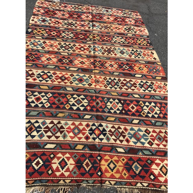 1900 - 1909 Vintage Flat Weave Caucasian Kilim Rug-5′2″ × 9′2″ For Sale - Image 5 of 13