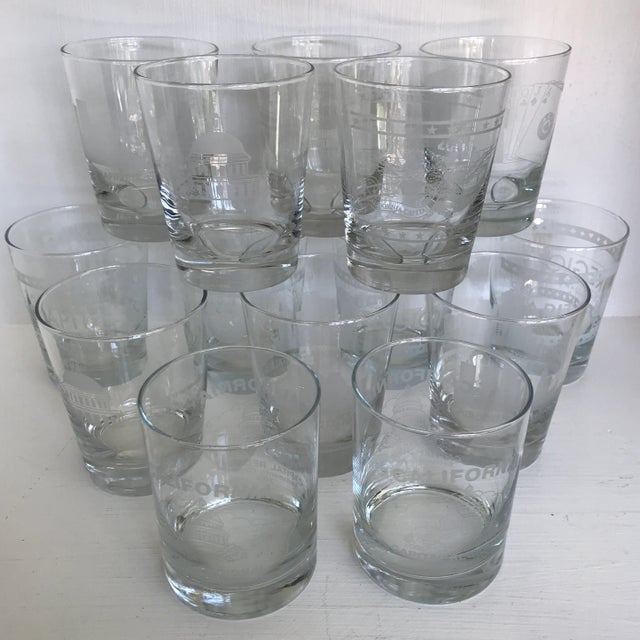 Vintage 1996 to 2008 California Regional Bridge Tournament Double Old Fashion Glasses - Set of 14 For Sale - Image 13 of 13