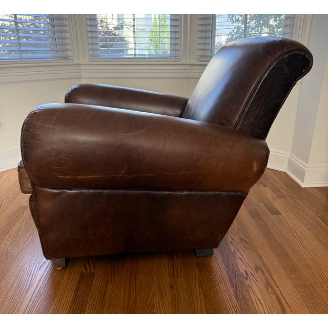 Gorgeous comfy formal over-sized leather club chairs by Restoration Hardware. Two chairs, priced individually. Excellent...