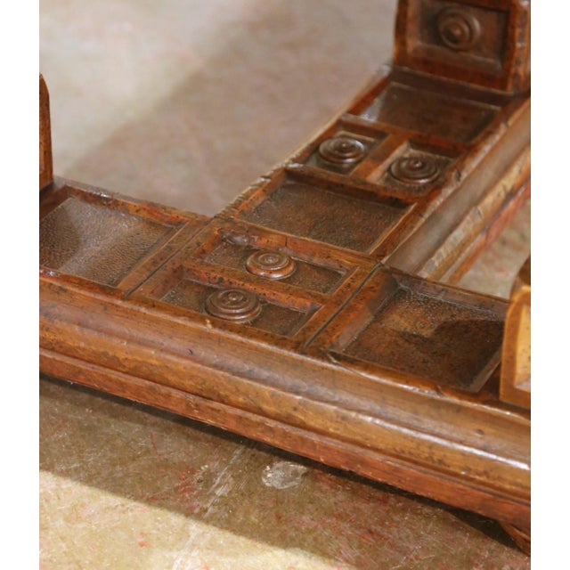19th Century French Louis XIII Walnut Coffee Table With Marble Inlay Top For Sale - Image 10 of 14