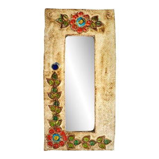 Ceramic Wall Mirror from La Roue, 1960s For Sale