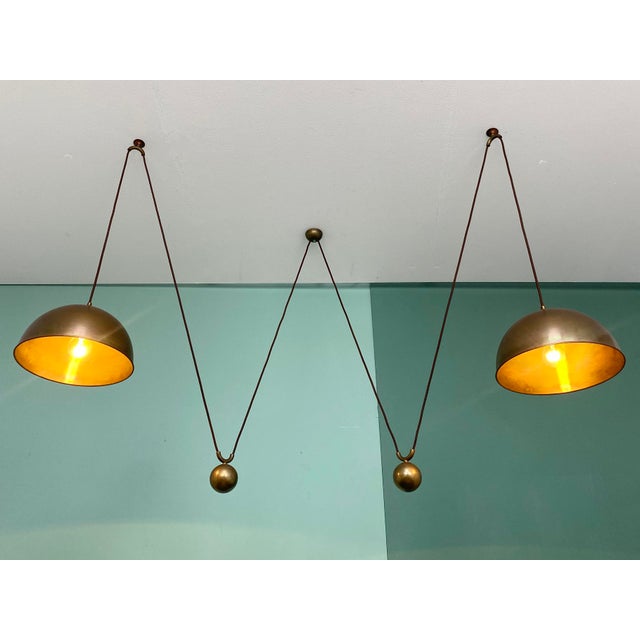 Posa Double Pendulum Ceiling Lamp in Brass by Florian Schulz, Deutschland, 1960s For Sale - Image 5 of 8