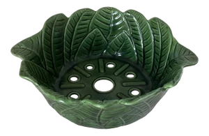 Vintage 1960s Ceramic Leaf Colander