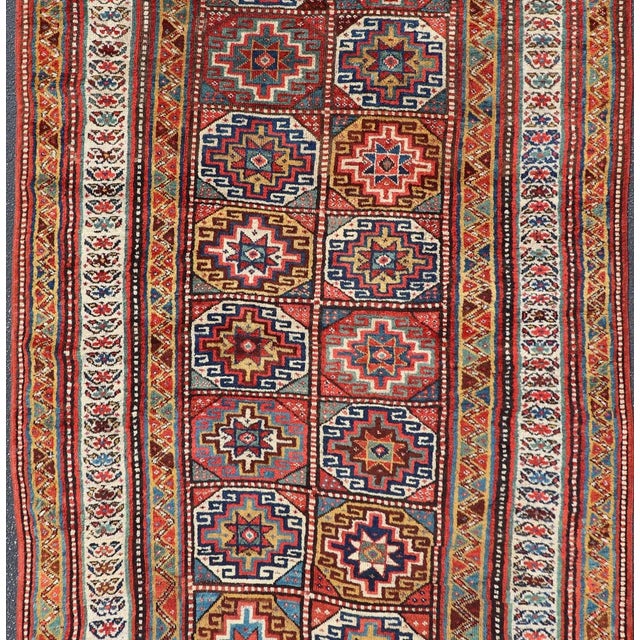 Antique Caucasian Kazak Rug With Red Field and Star Medallion Design For Sale In Atlanta - Image 6 of 12
