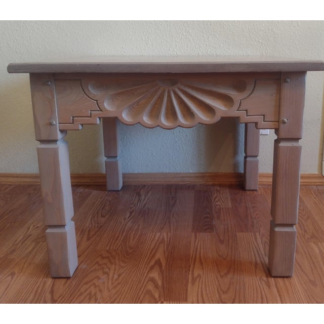 Ernest Thompson Hand-Carved Santa Fe - Southwestern Sunburst 30" Side Table, New Mexico For Sale - Image 4 of 11