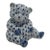 Vintage Herend Style Andrea by Sadek Hand Painted Blue & White Fishnet Sitting Bear Figurine For Sale
