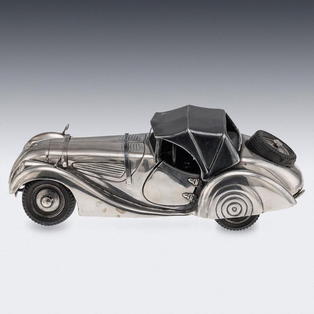 Vintage Silver BMW 328 Roadster Model Car, 1960s For Sale - Image 3 of 18