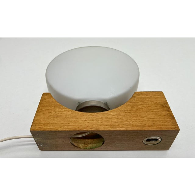 Mid-Century Teak and Opaline Wall Lamp, 1960s For Sale - Image 9 of 12