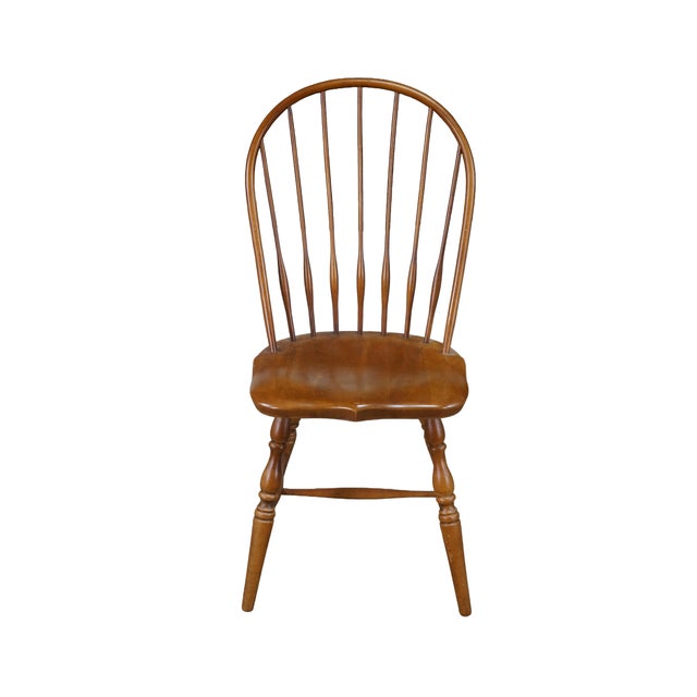 American 6 Vintage Kli Logatec Slovenia Windsor Style Solid Maple Bow Back Dining Chairs For Sale - Image 3 of 18