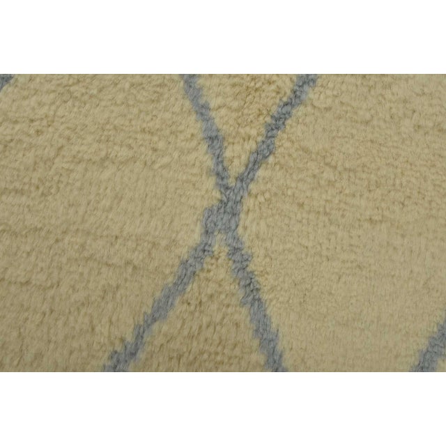 Moroccan Rug 9’1” X 11’9” Ivory Wool Contemporary Hand-Knotted Carpet For Sale - Image 4 of 15