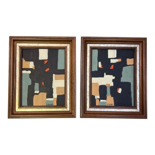 Two Contemporary Original Abstract Paintings by Stephen Heigh “County Line #1-2” - Set of Two For Sale