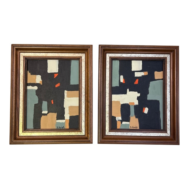 Two Contemporary Original Abstract Paintings by Stephen Heigh “County Line #1-2” - Set of Two For Sale