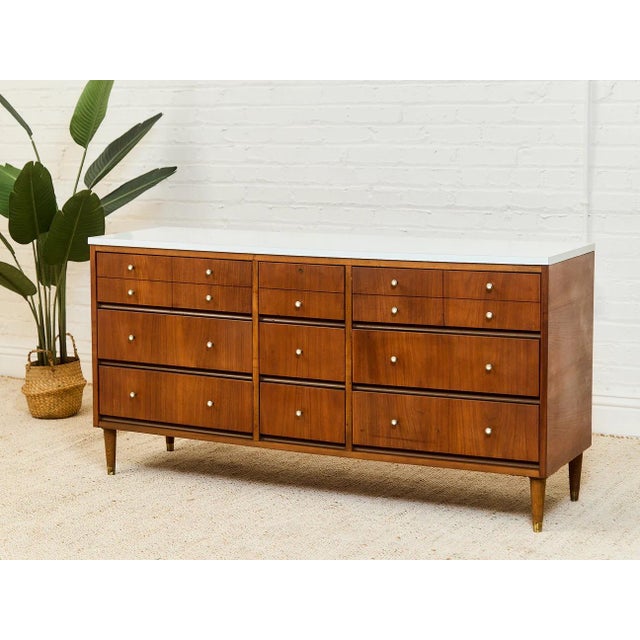 Mid-Century Modern Mid 20th Century White Top Morris Company Dresser For Sale - Image 3 of 12