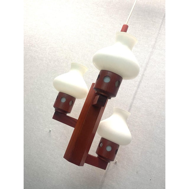 Vintage Danish Vitrika Chandelier in Wood and Glass, 1970s For Sale - Image 15 of 18