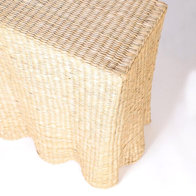 Long Wicker Drapery Ghost Console For Sale In West Palm - Image 6 of 9