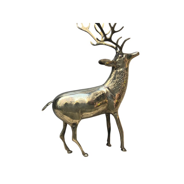 Vintage Brass Deer Figurine For Sale - Image 5 of 14