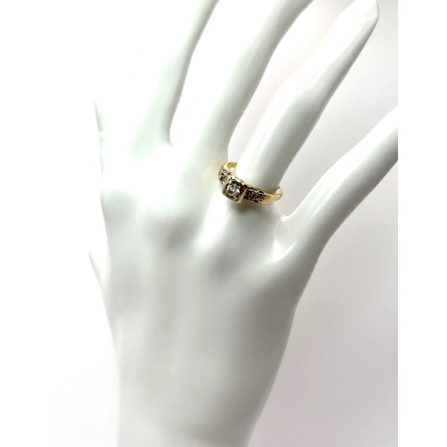 Metal Edwardian Diamond & 14k Yellow Gold Ring Size 6.5 For Sale - Image 7 of 7