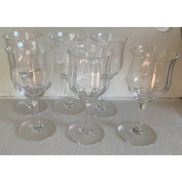 Modern 1980s Baccarat Capri Optic White Wine Goblets - Set of 6 For Sale - Image 3 of 4