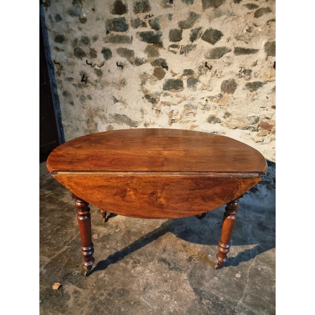 Antique French Oval Extendable Drop-Leaf Dining Table in Walnut, Early 1900s For Sale - Image 12 of 18