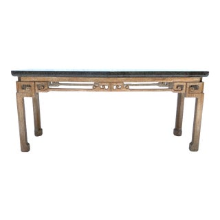 90’s Oriental Design Faux-Marble Top Sofa Table For Sale