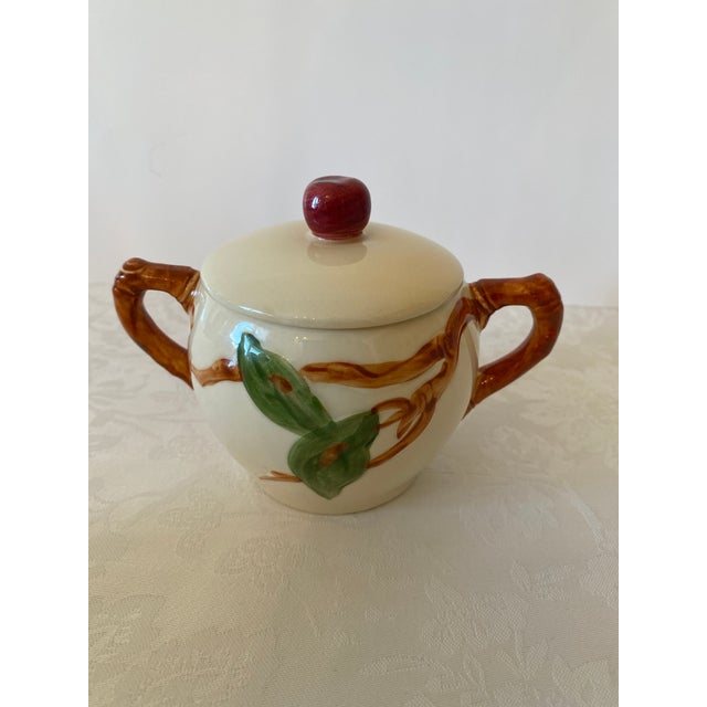 Late 20th Century Franciscan Apple Pattern Sugar Bowl With Lid and Creamer For Sale In Denver - Image 6 of 11