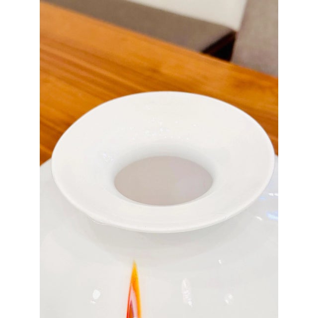 Glass Vintage Murano Style Millefiori Large Milk Glass Vase For Sale - Image 7 of 9