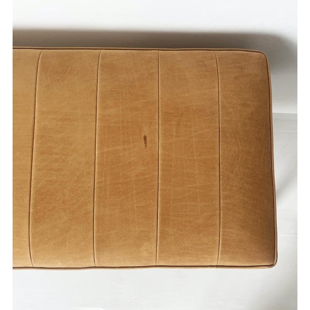 Brown Cognac-Colored Alcantara Bench, 1980s For Sale - Image 8 of 10