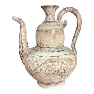 Thai Si Satchanalai Ewer With Fish Motif 16th Century Very Rare For Sale