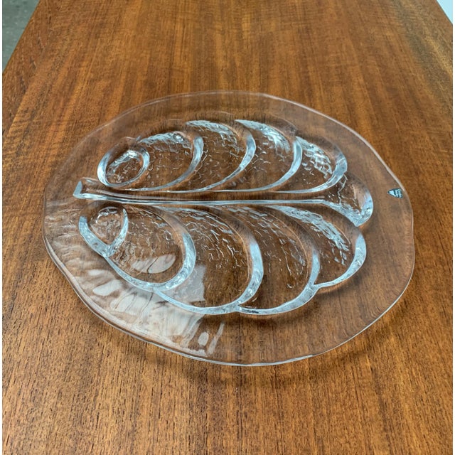 Glass Large Vintage Swedish Glass Plate from Orrefors For Sale - Image 7 of 18